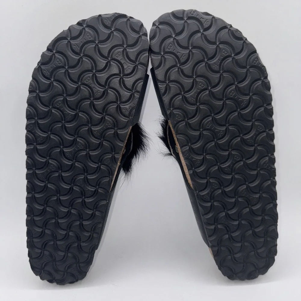 Birkenstock Guam Fur Sandals‎ Men's Size 10 EU 43 Black Leather